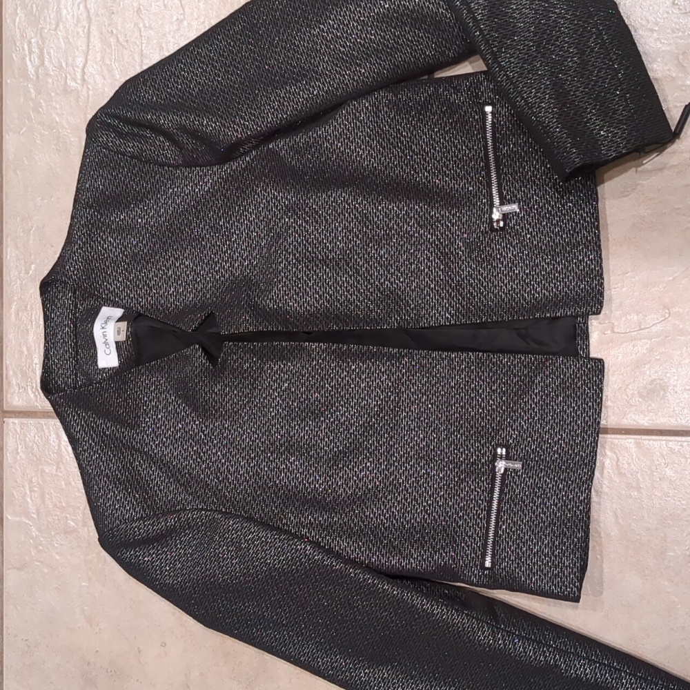 Calvin Klein Metallic Cropped Blazer Jacket Size 2 NWT